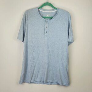 United by Blue Hemp Cotton Blend Short Sleeve Henley Tee Heather Blue XL